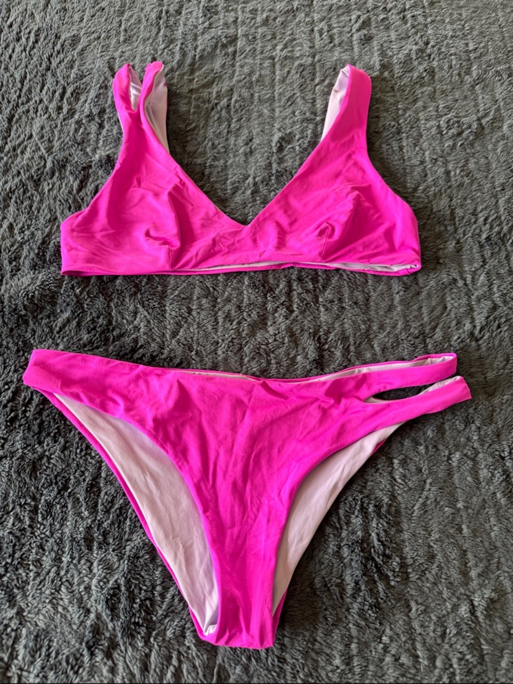 L space Hot Pink Two-Piece Bikini Set reversible lavender